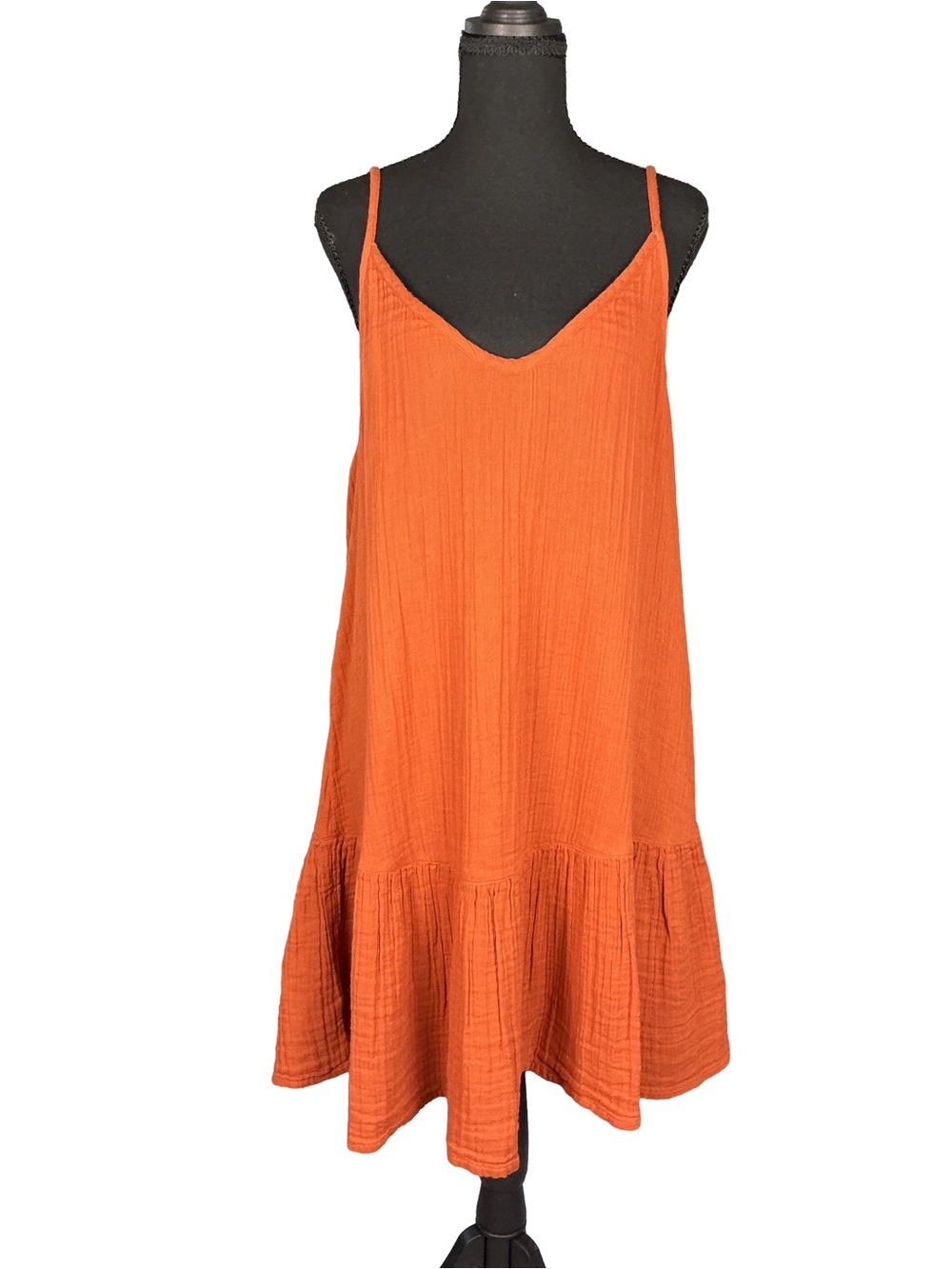Rip Curl Orange V-Neck Ruffle Hem Mini Sundress Size Large